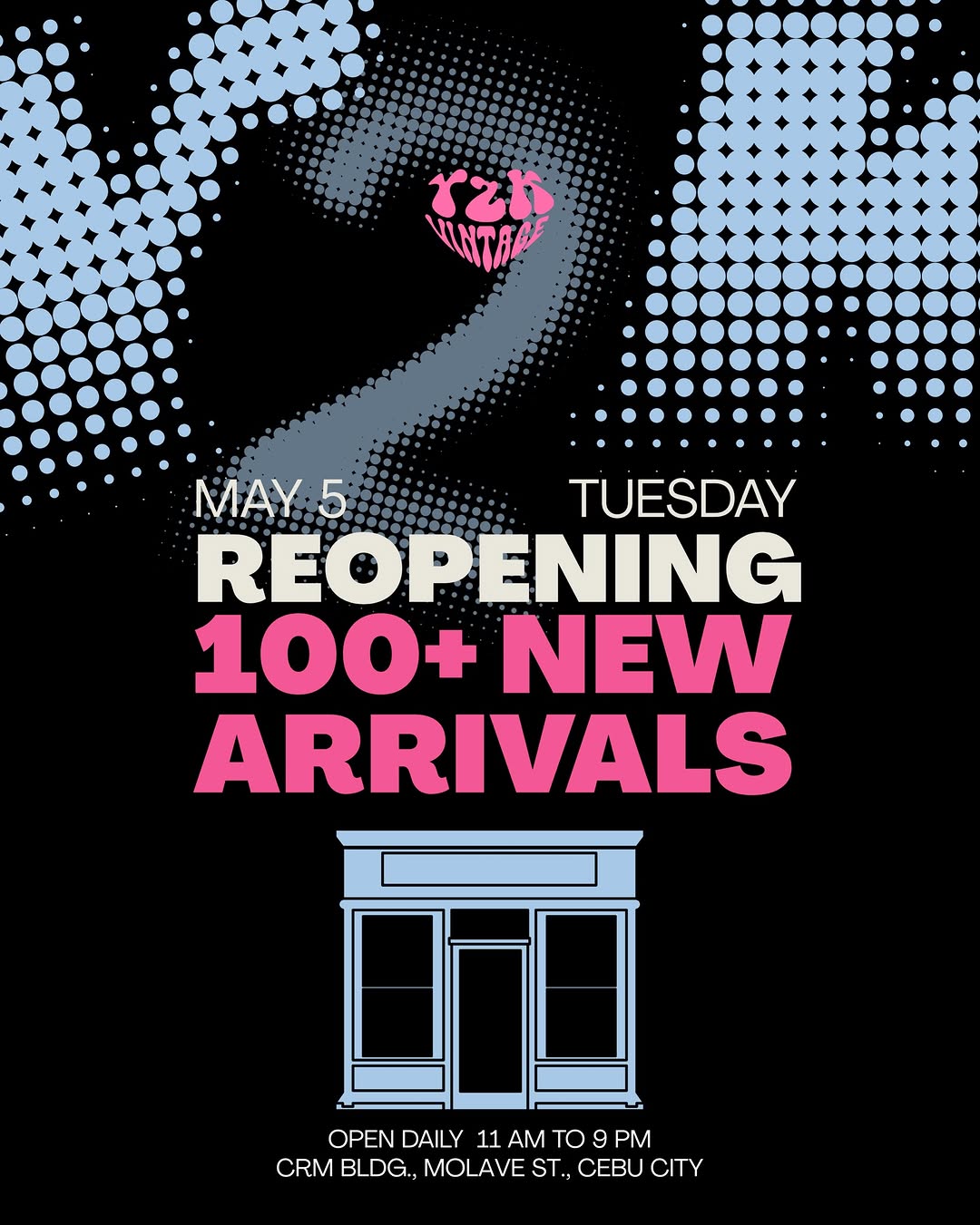 Y2K Vintage Cebu reopening — 100+ new arrivals announcement poster